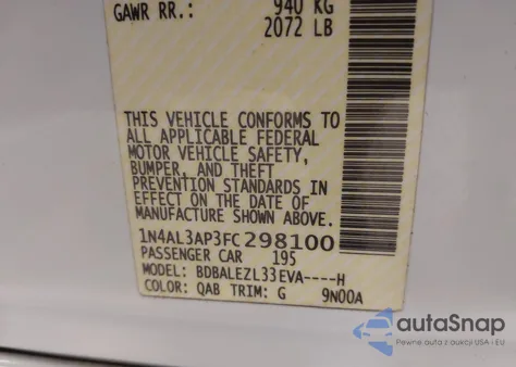 2015 Nissan Altima 2.5 S from USA, damaged, VIN 1N4AL3AP3FC298100